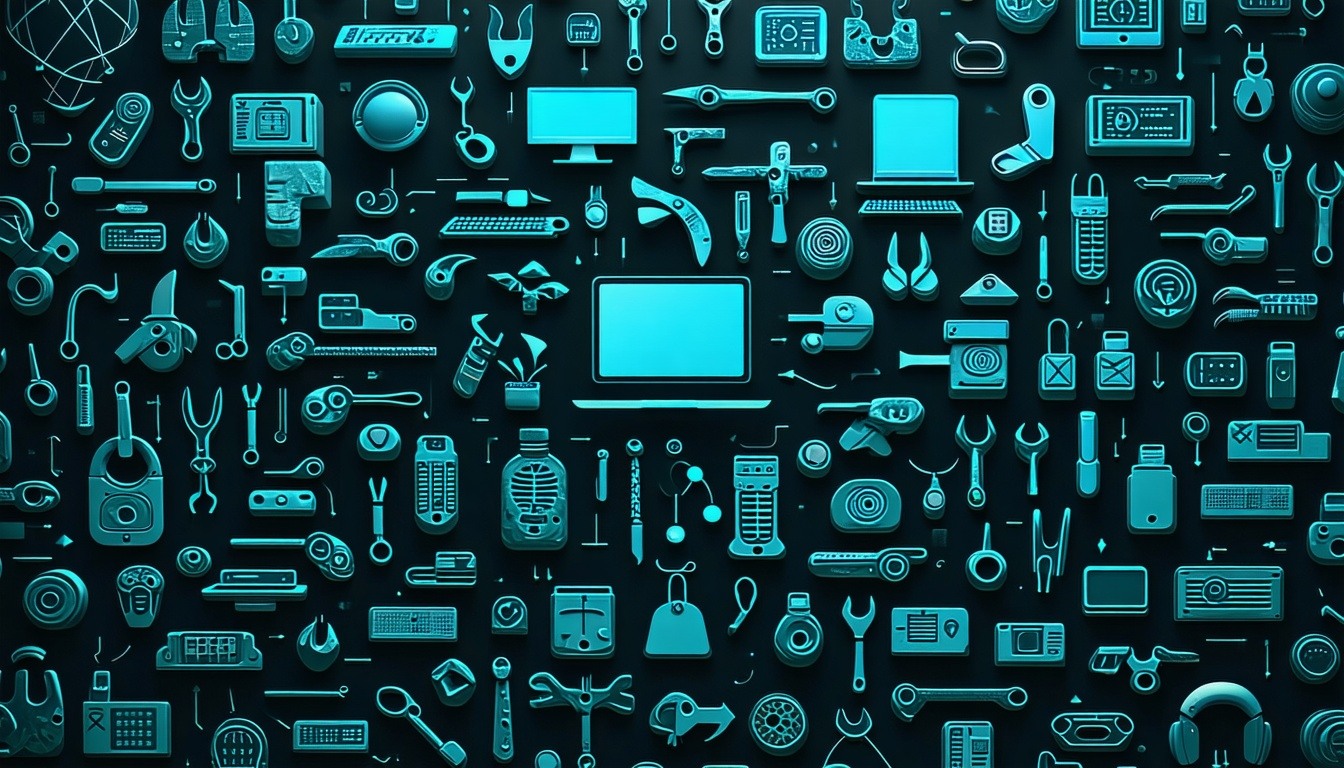 Hacker symbols forming the image of some tools-2