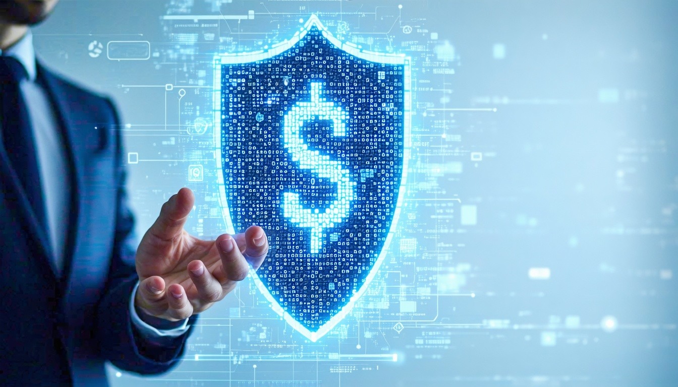 Money sign adding another digital security shield-1