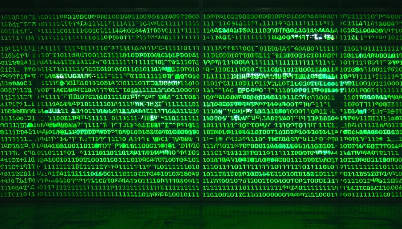 barrier with green aspects of hackers and viruses-1