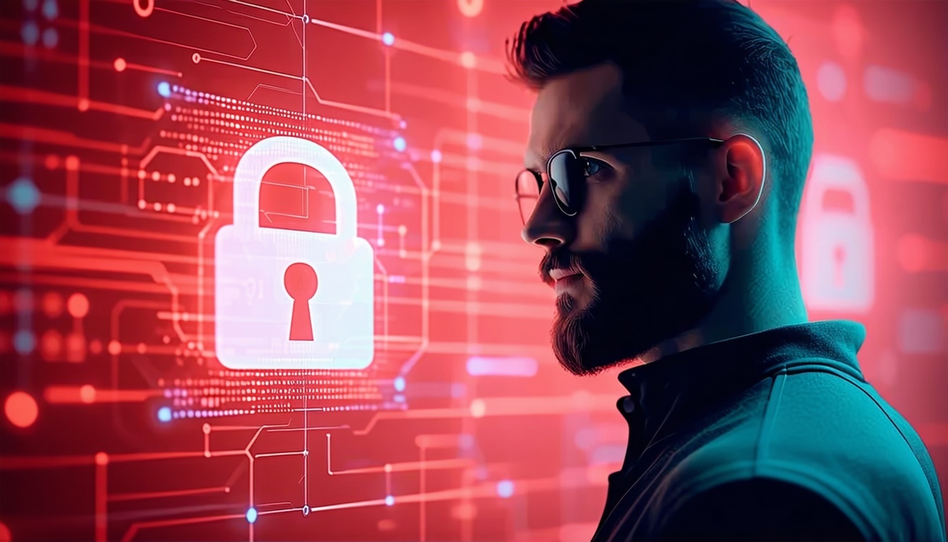 digital security digital shiedl symbol man realistic