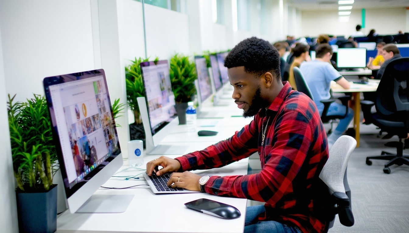 peoples workin in escritory n computer