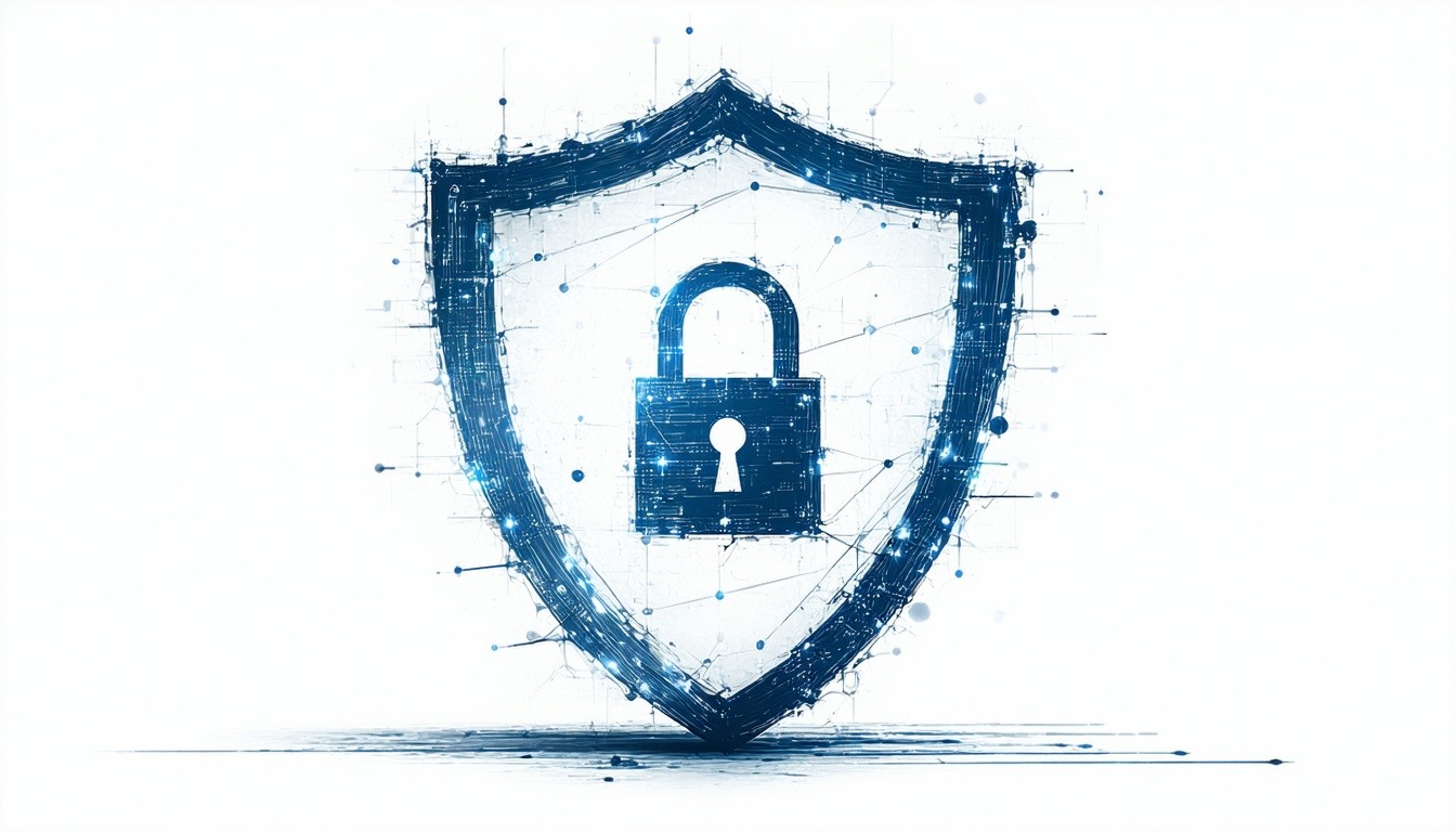 shield drawn on a computereen ewth a padlock-1