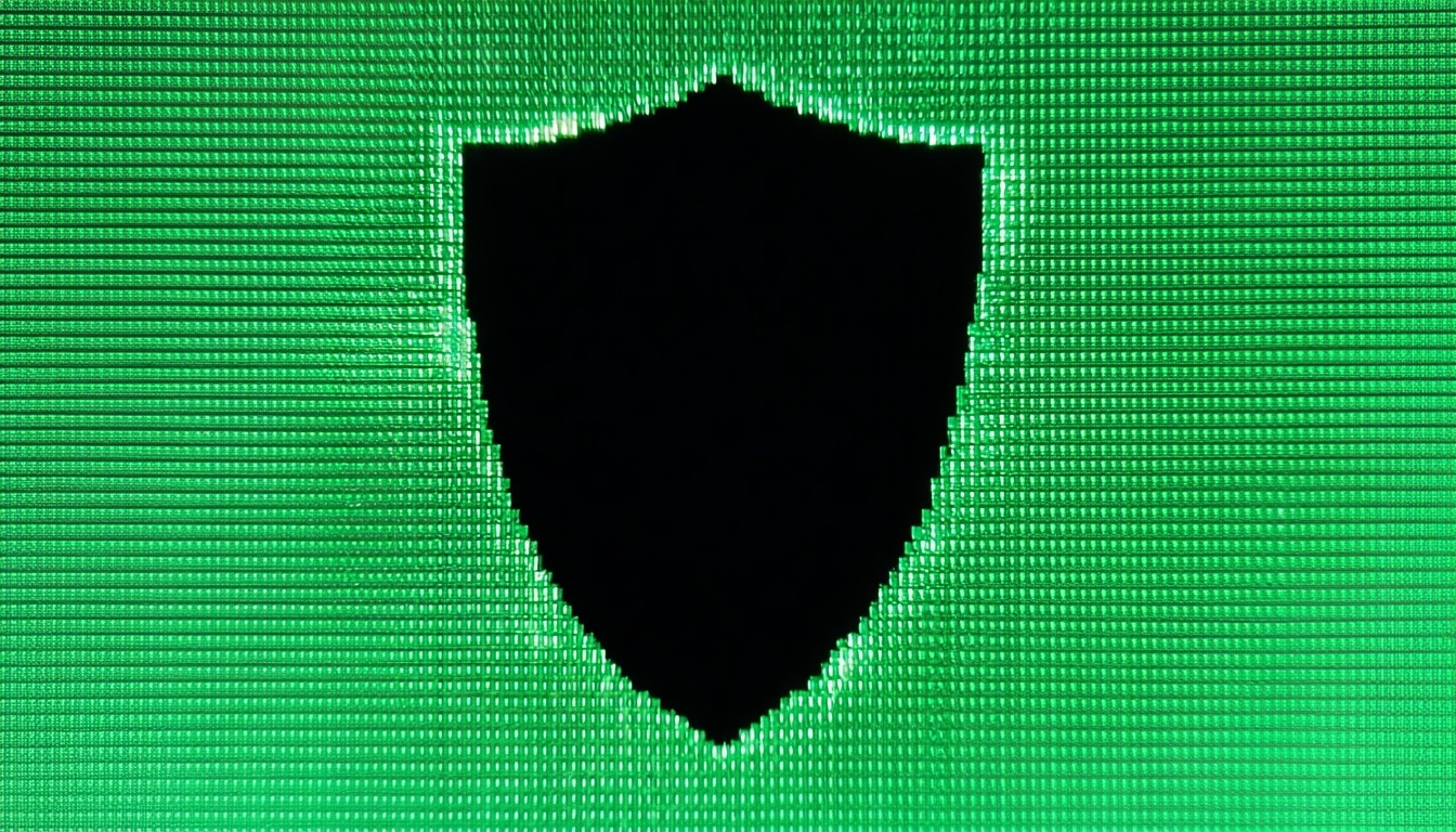 technological shield weaves on the computer screen green and black image-3