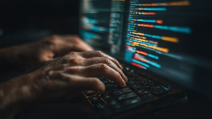 human hands typing code